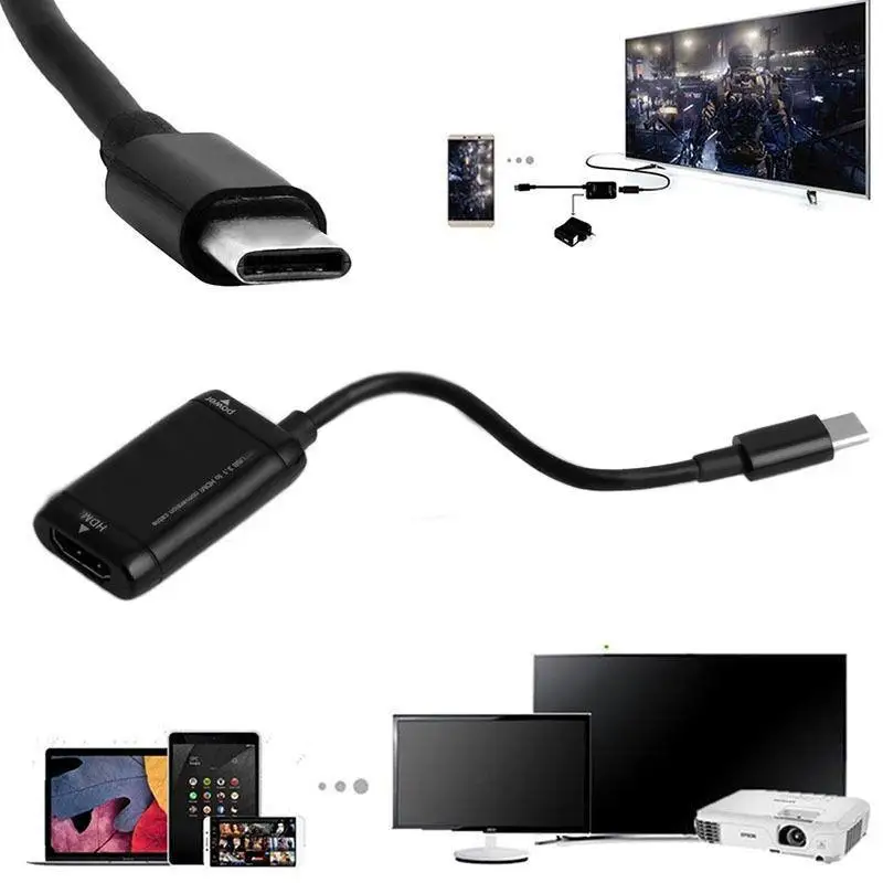 USB C Tipo HDMI Adapteris, USB 3.1 (USB-C) į HDMI Adapteris Kabelio Vyrų ir Moterų Konverteris MHL 