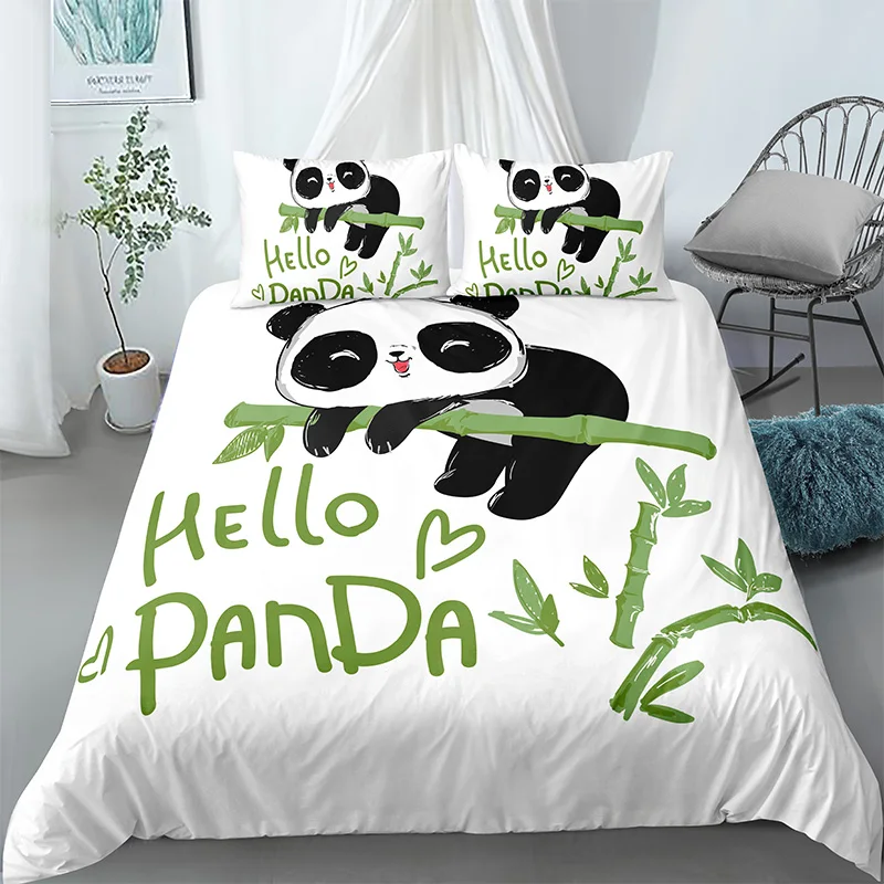 Mielas Panda Spausdinti Patalynės Komplektas, 3d Skaitmeninis Spausdinimas Antklode Padengti Užvalkalas dėl Vaikų, Paauglių Vienu Karalienė King Size Lova 2 Rinkiniai/3pcs