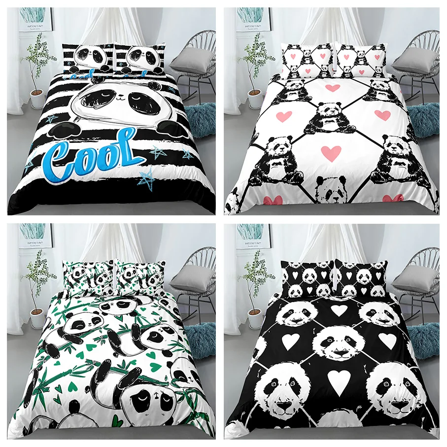 Mielas Panda Spausdinti Patalynės Komplektas, 3d Skaitmeninis Spausdinimas Antklode Padengti Užvalkalas dėl Vaikų, Paauglių Vienu Karalienė King Size Lova 2 Rinkiniai/3pcs