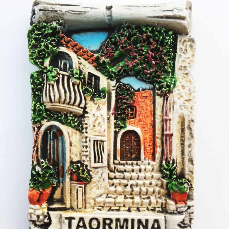 Taormina Street View Magnetinio Šaldytuvas Lipdukai Turistų Suvenyrų Sicilija Italija Vaizdingas Šaldytuvas Manget, 