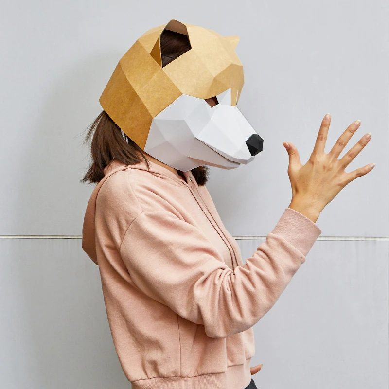 3D Popieriaus Pelėsių Shiba Inu Haskis Galvos Kauke, galvos Apdangalai Gyvūnų 