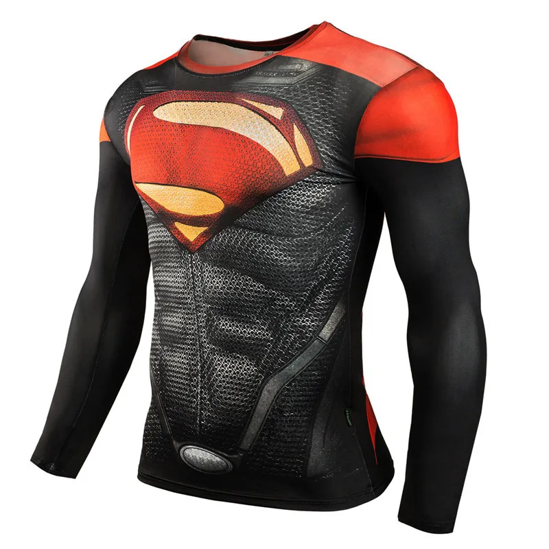 3D Suspaudimo Vyrų Sporto Marškinėliai Fitneso Crossfit Marškinėliai ilgomis Rankovėmis Shirt Mens MMA Marvel Superhero Žiemos Kareivis Bucky drabužiai