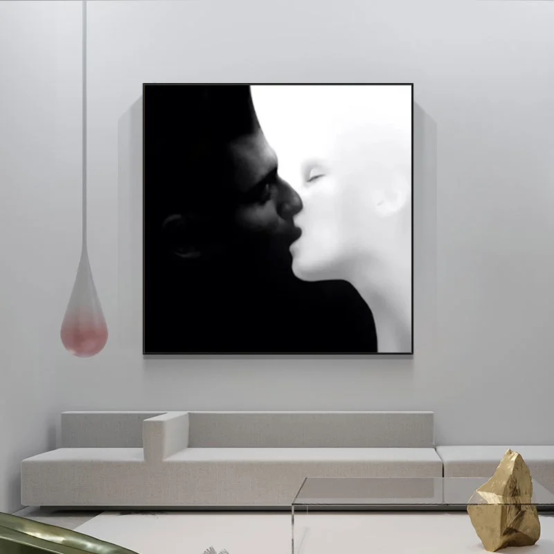 Juoda ir Balta Kiss Lūpų Drobės Tapybos Abstraktus, Plakatų ir grafikos Sienos Menas Nuotraukas Kambarį Namo Apdaila Cuadros