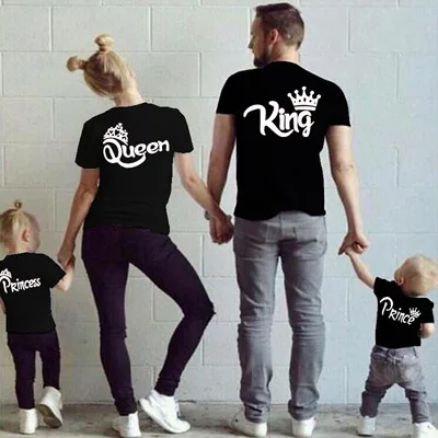 2017 Karūna spausdinimo Naujos šeimos, tėvų-vaikų apranga vyrams, moterims, karalius ir karalienė T-shirt Nemokamas Pristatymas