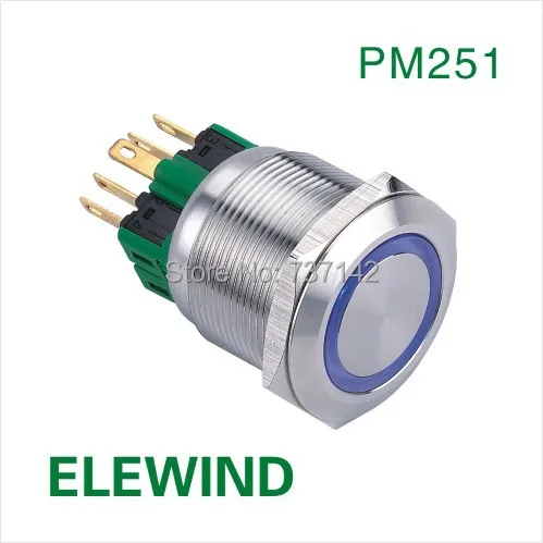 ELEWIND 25mm Nerūdijančio plieno Žiedas apšviestas Akimirksnį mygtukas jungiklis(PM251F-11E/B/12V/S)