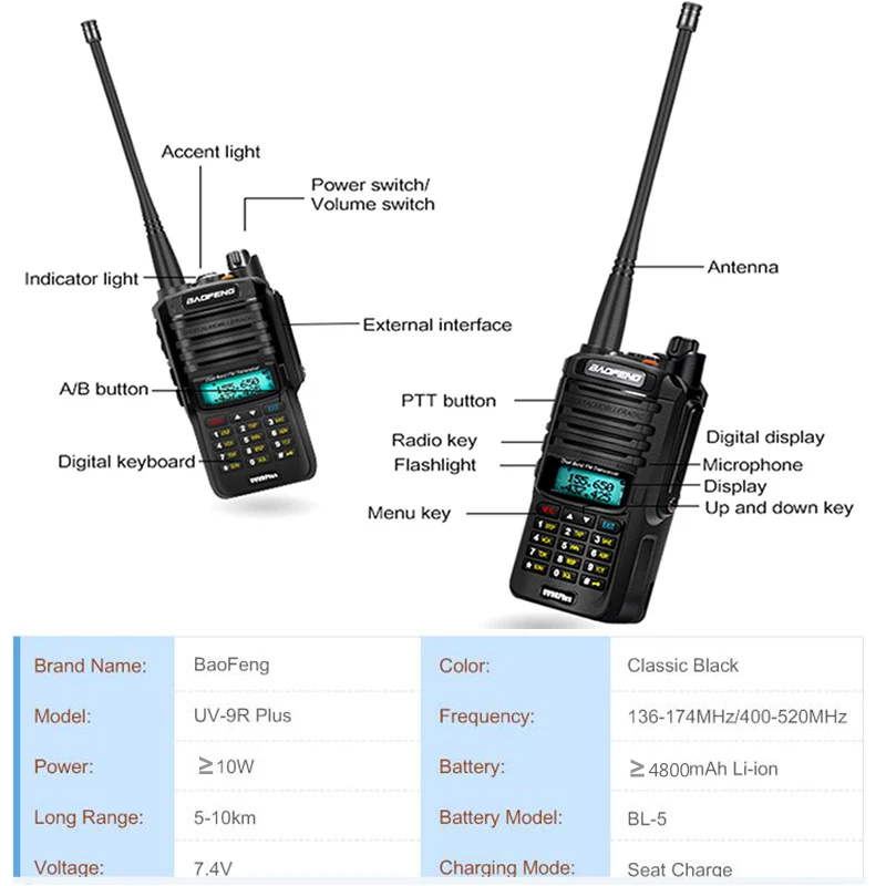 2021 Baofeng UV 9R plius Atnaujinti uv9r 40 km 50km walkie talkie 10W hf transiveris vhf uhf kumpis radijo ilgo nuotolio CB radijo stotis