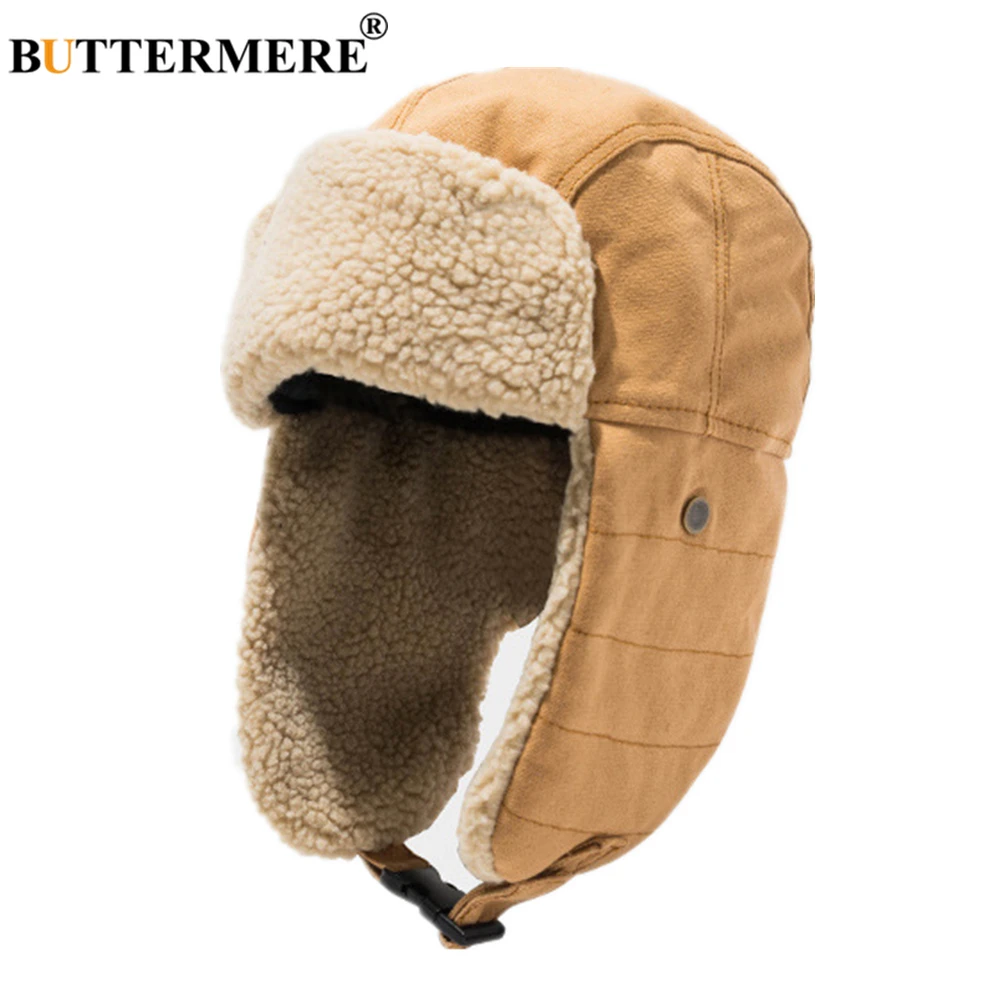 BUTTERMERE Bombonešis Skrybėlės Derliaus Vyrų, Moterų Žiemos Skrybėlę Earflaps Šiltas Medvilnės Polar Fleece Kratinys 2021 Naują Atvykimo Slidinėjimo Kepurės
