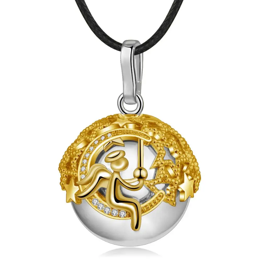 EUDORA 20mm Aukso spalvos Angelas Moon Star Karoliai savita Harmonija bola kamuolys Pakabukas nėščioms moteris nėštumo nauja mama, dovana B352