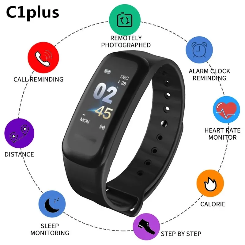 C1PLUS Smart Laikrodžiai Širdies ritmas, Kraujo Spaudimas Rankogaliai Sveikatos, Sporto Apyrankę Veiklos Sekimo PK mi Juosta 5 C1SP Spalvotas LCD