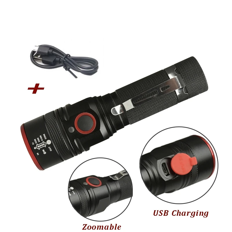LED Įkraunamas Žibintuvėlis Pabrėžti 800LM XML-T6 USB Mokestis Fakelas Žibintų 3Modes Lanterna, Lauko Kempingas, Žygiai Naktį Paleisti