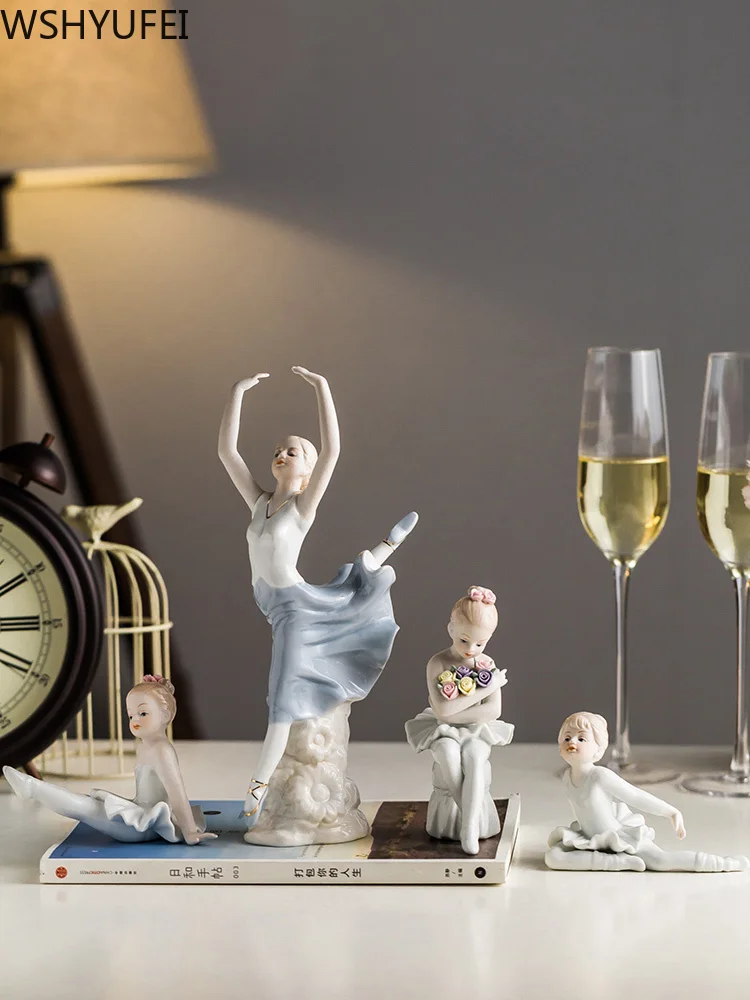WSHYUFEI Kūrybinės Keramikos Baleto Mergina Figūrėlės Lėlės, Kambario, Namo Apdaila, Gyvenamasis Kambarys Miegamasis mados Ornamentu Sodo Duomenys