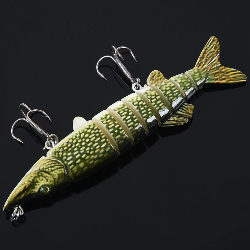 Karšto AD-5 colių/ 12, 5cm 20g gyvas realistiškas žvejybos masalas multi sujungtas 8-segmentą Lydeka Muskie Swimbait Crankbait sunku žuvys