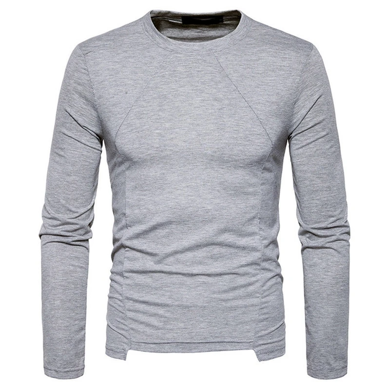 Hirigin 2019 Šilumos Vyrų Žiemos Įgulos Kaklo Atsitiktinis vientisos Spalvos Slim Fit Tee Viršūnes Šiltas Long Sleeve T-Shirts M-XXL