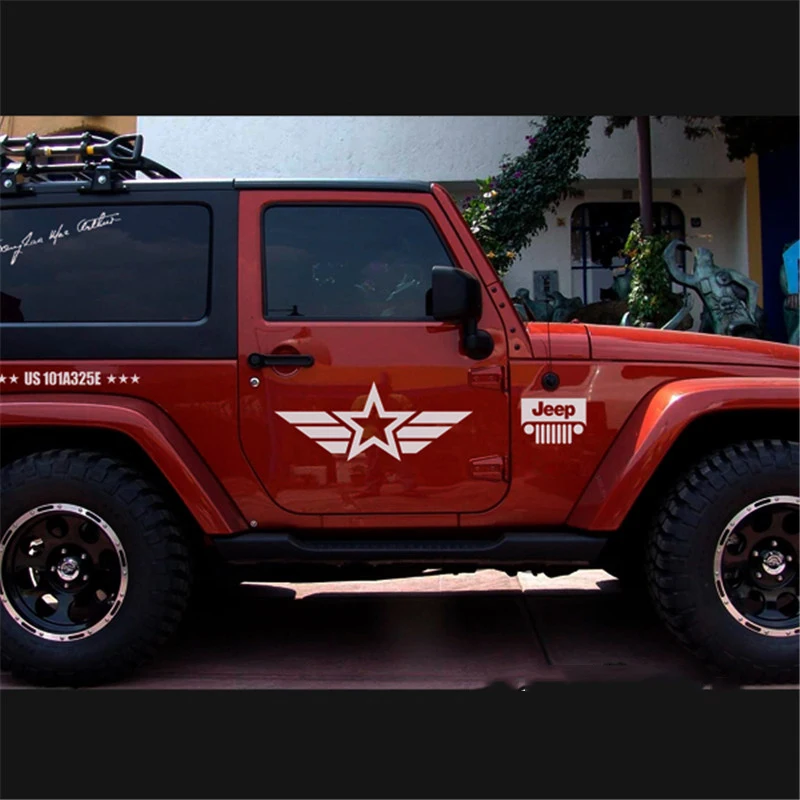 Už Jeep Patriot Laisvės Renegade Wrangler 53*21.4 cm 2vnt Įstaiga Automobilių Stilius Atspindintis JAV Armijos Star USMC WW2 Vinilo Įklijos
