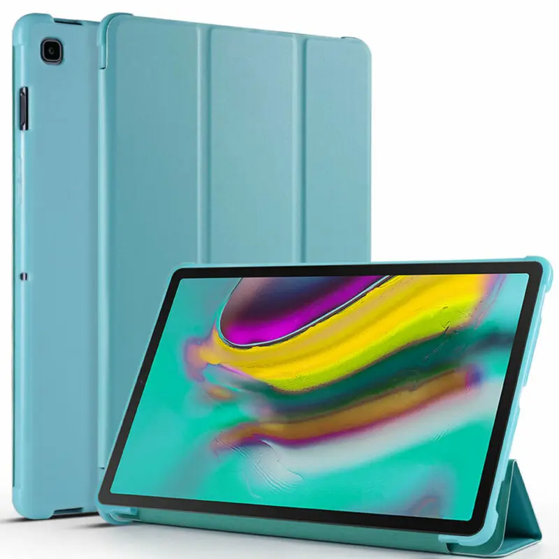 Case For Samsung Galaxy Tab 10,5 2018 SM-T590 T595 T597 Lengvas, atsparus smūgiams Tri-Fold Stovėti Atveju Minkšto Silikono Planšetinio kompiuterio Dangtelis