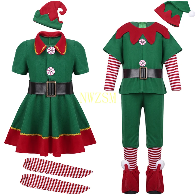 2020 žalia Elf Merginos kalėdų Kostiumas Festivalis Santa Sąlyga Mergaitėms Naujųjų Metų chilren drabužių Fancy Dress Kalėdos Šalis Suknelė