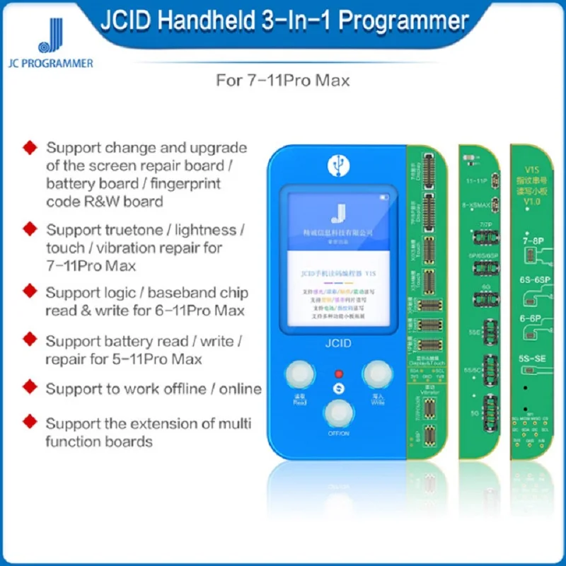JC V1S Telefono Išlaidos Tonas Remonto Programuotojas už Phone 7 7P 8 8P X XR XS XS MAX 11 Pro MAX Baterija pirštų Atspaudų SN Skaitytuvas