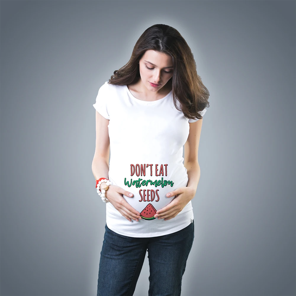 Negalima Valgyti Arbūzų Sėklų Motinystės Marškinėliai Vasaros trumpomis Rankovėmis Nėštumo T-shirt Nėščioms Moterims Motinystės Ropa Mujer