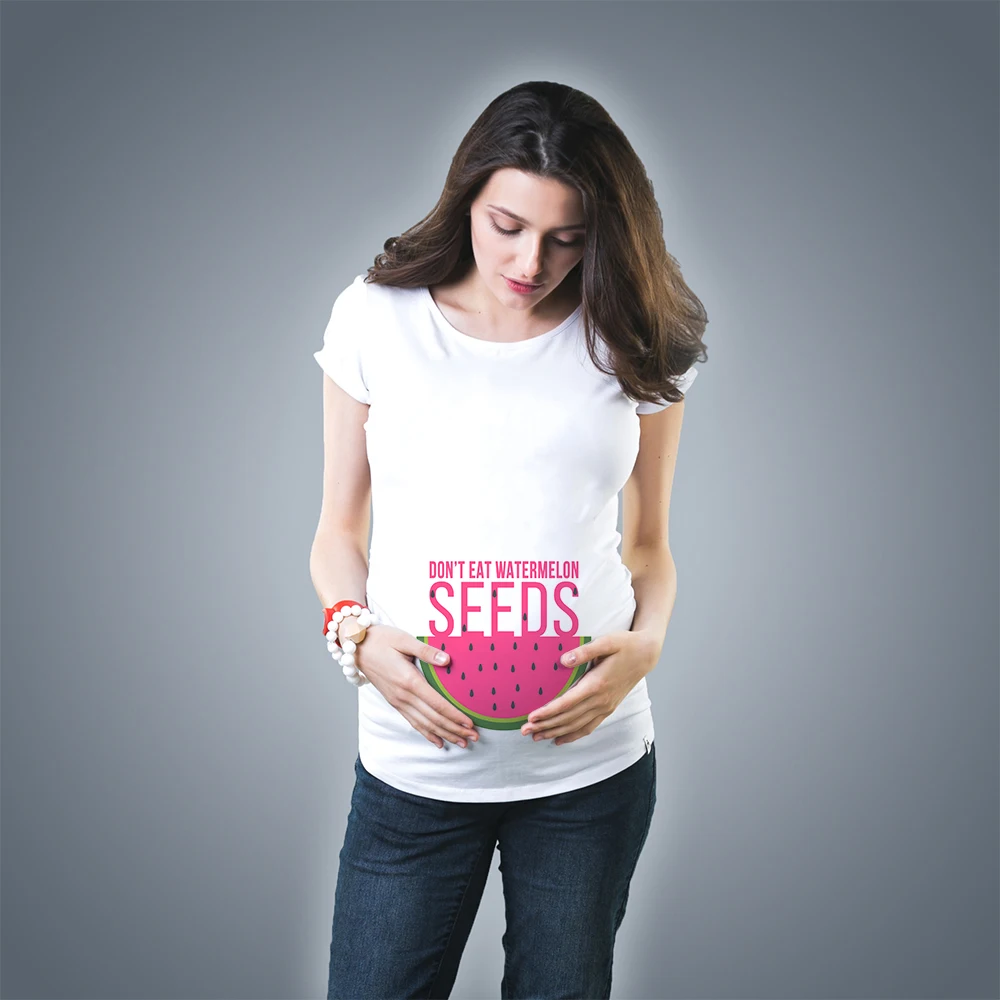 Negalima Valgyti Arbūzų Sėklų Motinystės Marškinėliai Vasaros trumpomis Rankovėmis Nėštumo T-shirt Nėščioms Moterims Motinystės Ropa Mujer