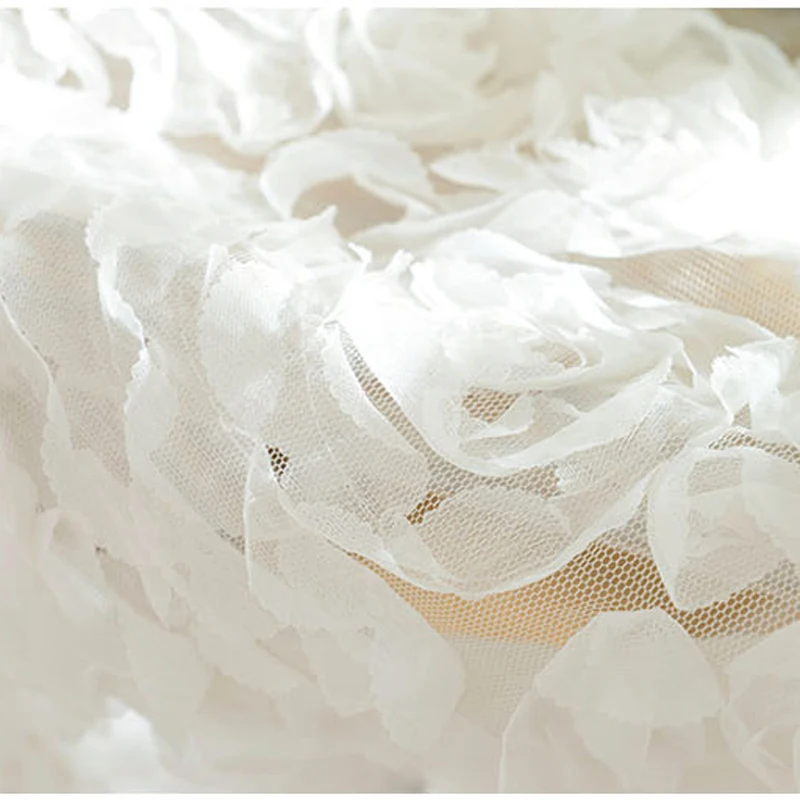 1 Skydelis Modernus korėjos 3D Rožių Gėlių Dizainas Užuolaidos Baltos spalvos Tiulis Užuolaidų, Už Kambarį Virtuvės Užuolaidėlė Vestuvių Dekoro 10