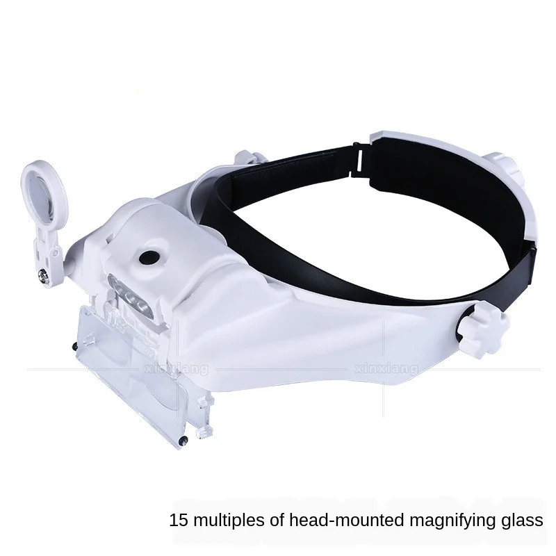 Ekrano užsklandą didinamasis stiklas 1,5 X 2 X 3.5 X 8X Loupe Galvos Didinamojo Stiklo Objektyvas Papuošalų, Laikrodžių Taisymo Watchmaker didinamasis stiklas su 3LED Šviesos