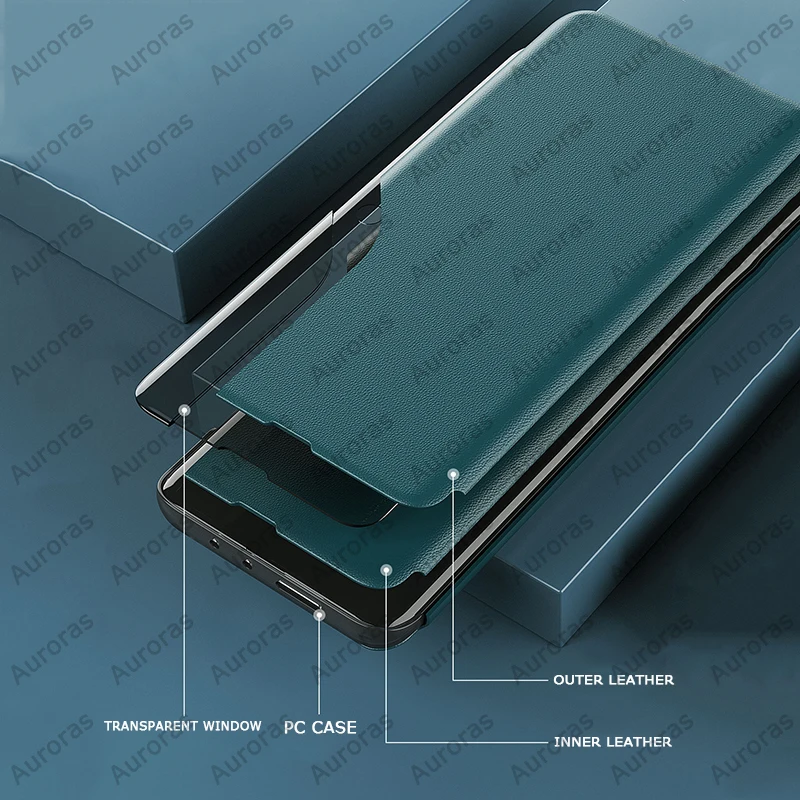 Auroras Samsung Galaxy A71 Atveju Skaidrus Vaizdas Padengti Lango Apversti Odinis Telefono Dėklas Samsung A51 Dangtis