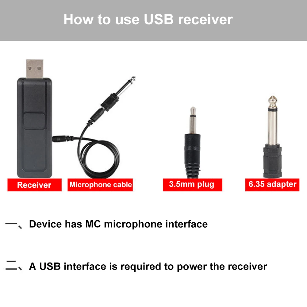 UHF 3.5 mm 6.35 mm Laikomo mobiliojo Mikrofonas Karaoke Mic su USB Imtuvas
