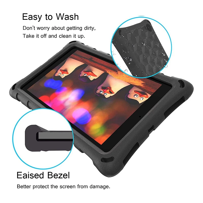 Visiškai Naujas Amazon Fire HD 10 Tabletė Atveju Suaugusiems ir Vaikams ,lengvas Šoko Įrodymas Galinį Dangtelį Tablečių, EVA Medžiagos,Juoda