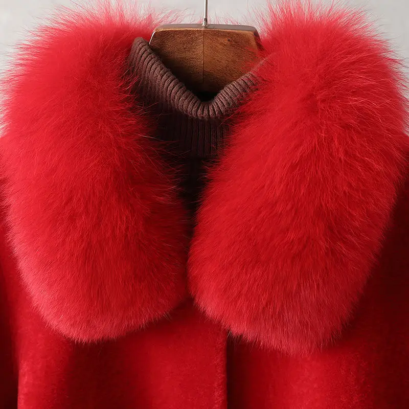2021 Moterų Žiemos Atsitiktinis Nekilnojamojo Kailių Paltai Lady Gamtos Šiltas Avis Kerpama Kailio Moterų Mados Luxuriou Ilgai Originali Kailio Outwear B164