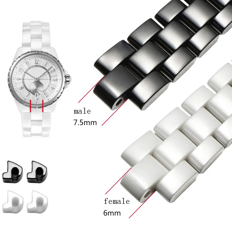 PEIYI Pearl Keramikos watchband 6mm 7.5 mm, juoda balta apyrankė speciali sąsaja J12 vyrų ir moterų žiūrėti grandinės