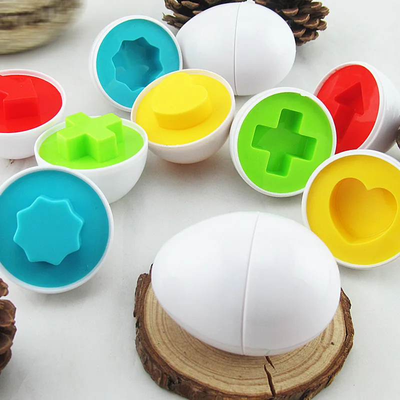 6PCS Geometrinis kiaušiniai paveikslas modelis, žaislus, Mokymosi žaislai Pora protingas kiaušinių Formos Smart Kiaušiniai Vaikų Darželį, Mokymosi žaislai