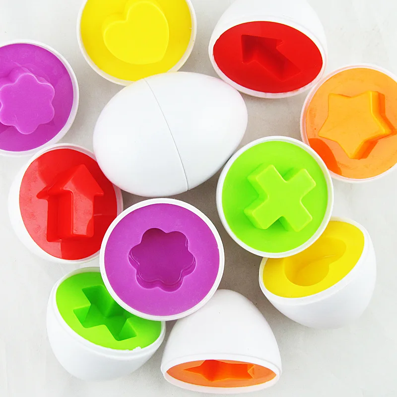 6PCS Geometrinis kiaušiniai paveikslas modelis, žaislus, Mokymosi žaislai Pora protingas kiaušinių Formos Smart Kiaušiniai Vaikų Darželį, Mokymosi žaislai