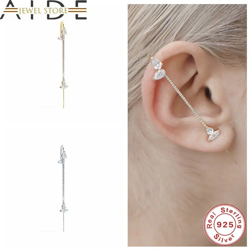 Aide S925 Sterlingas Sidabro Stde Earing Aplink Auricle Diamond Supa Lankelis Auskarai Korėjos Pendientes Plata Papuošalai
