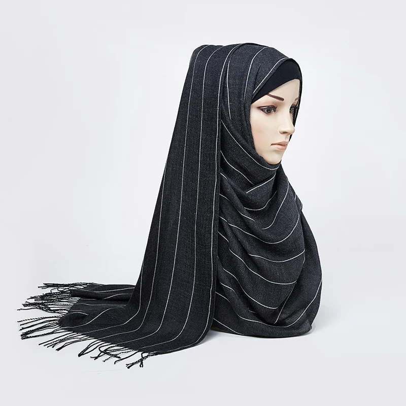 Mados Rudens-Žiemos Dryžuota skara Skara Musulmonų Hijabs Moterų Ilgi Šalikai, Skaros Turbaną Hijab Skarelės Šiltas Priedai