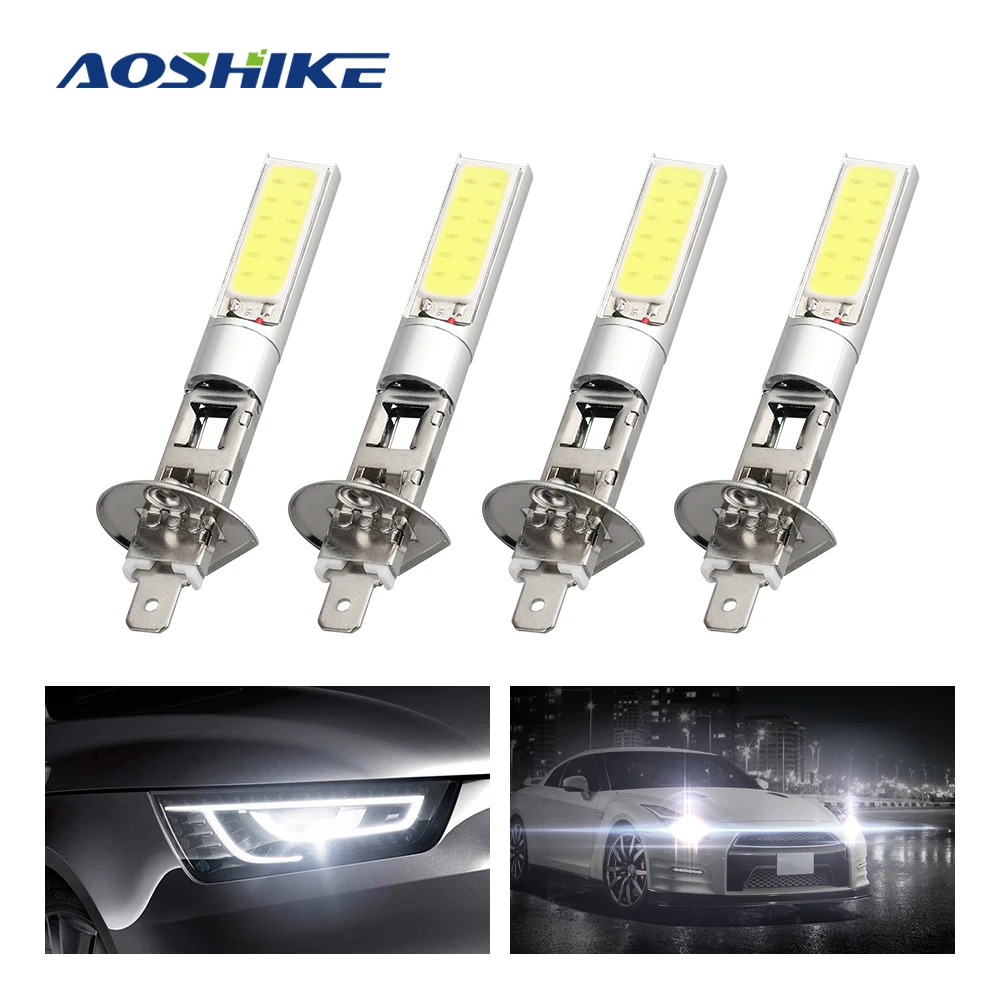 AOSHIKE 4PCS Balta H1 H3 LED Žibintų Aukšto artimąsias SMD Šviesos Lemputės Transporto priemonės Lempos Dieną Veikia Lengvųjų Automobilių, Sunkvežimių Rūko Važiavimo Led