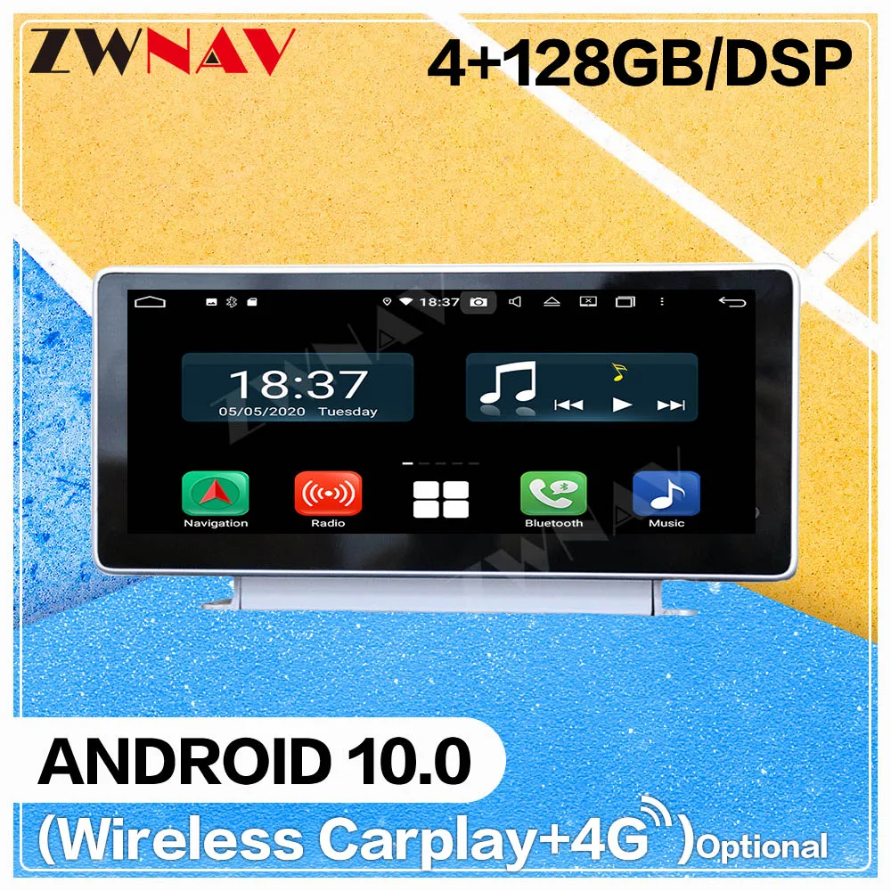 128GB Carplay Android 10.0 ekrano Automobilių DVD Grotuvas Audi A4L 2017 2018 2019 GPS WiFi Auto Radijo Garso Muzikos Stereo Galvos vienetas