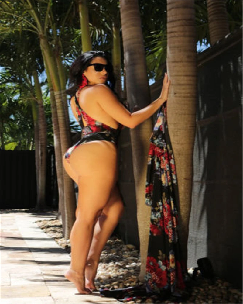 2019 Naujas Moterų Bikini Padengti Iki+vientisi maudymosi kostiumėlį, Vasaros Gėlių Spausdinti Bikini, maudymosi Kostiumėliai, Paplūdimio Suknelė 2vnt Brazilijos Maudymosi Kostiumas