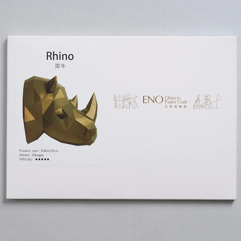 3D Popieriniai Raganosio Rhino Galvos papercraft gyvūnų namų dekoro, sienų apdaila Galvosūkiai Švietimo 