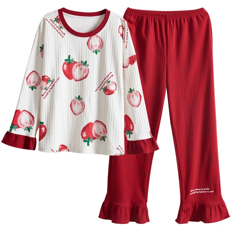 Moterų Drabužių Rudens-Žiemos Pižama Rinkiniai Sleepwear Puikus Pijamas Mujer Ilgomis Rankovėmis Medvilnės Seksualios Pižamos Moterų Mielas Homewear