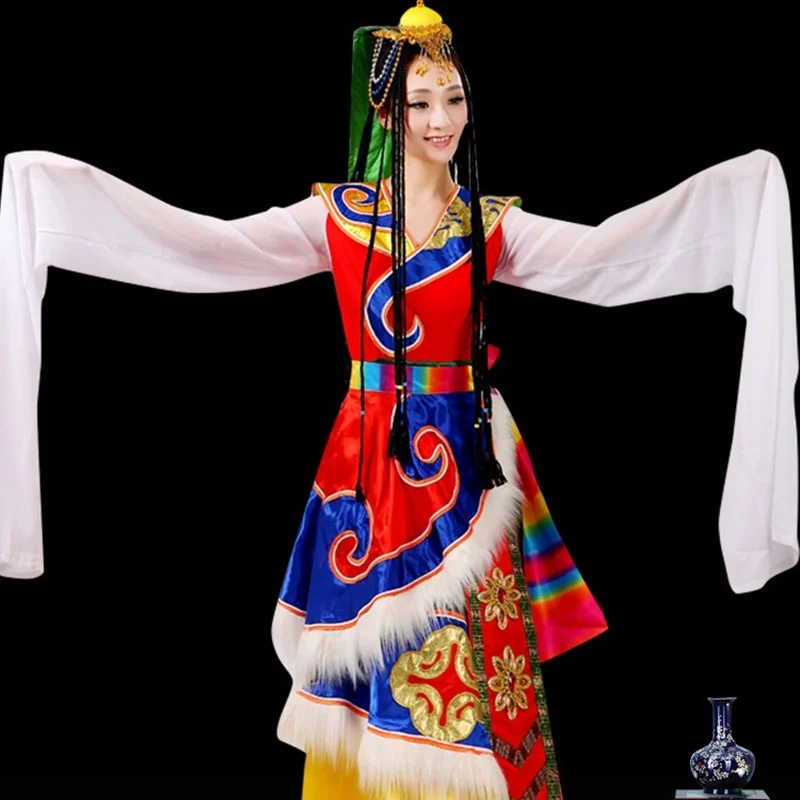 Mongolų Šalies Drabužių Kinijos Vandens Rankovės Liaudies Šokių Kostiumų, Drabužių Etape Šokėja Apranga, Dėvėti Veiklos Tibeto Suknelė