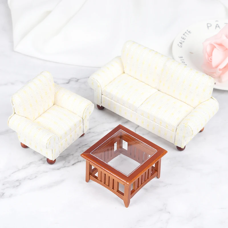 3pcs/set 1:12 Miniatiūriniai Lėlių Pabaigos Stalas, Sofa-Nustatyti Lėlės Namą, gyvenamojo Kambario, Miegamojo Puošimas