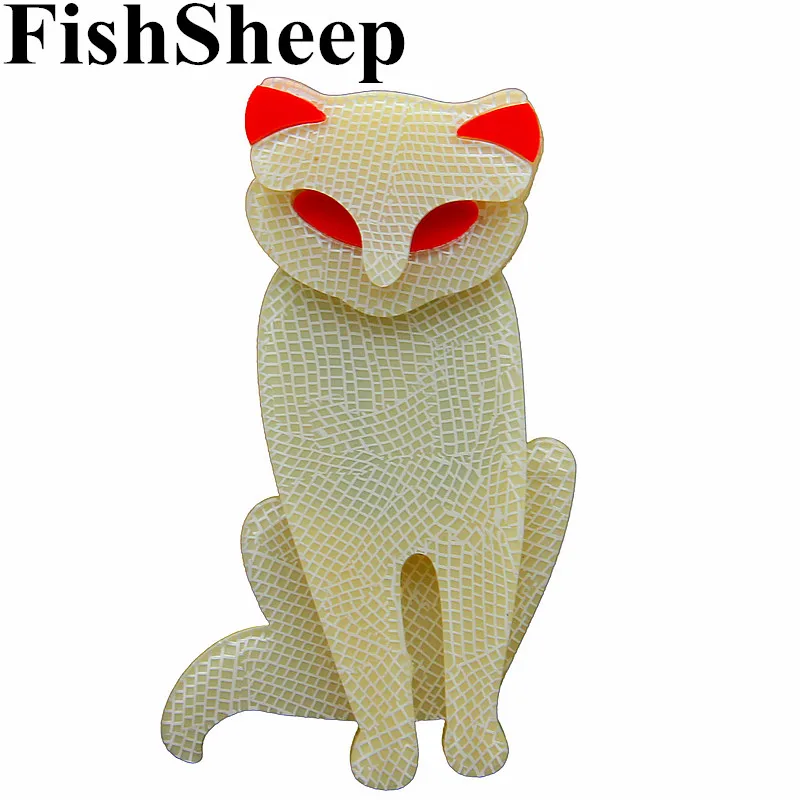 FishSheep 2018 Naujas Mados Akrilo Katė Sages Moterims Acetato Pluošto Gyvūnų White Fox Sagės Ponios Atlapas Pin Broches Dovanos