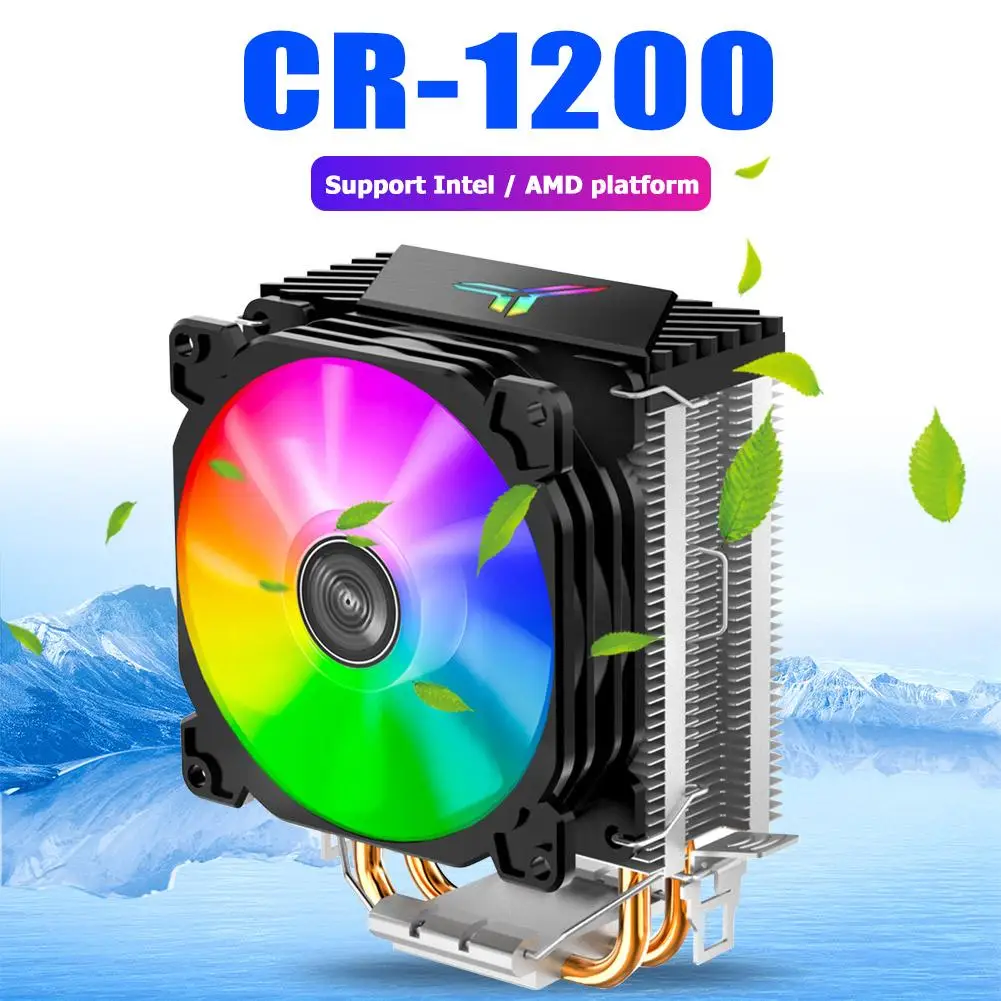 Jonsbo CR1200 2 Šilumos Vamzdžio Bokštas CPU Aušintuvo RGB 3Pin Aušinimo Ventiliatoriai Heatsink 9cm spalvų minkšta šviesa ventiliatorius PU Aušintuvas Streamer radiatorius