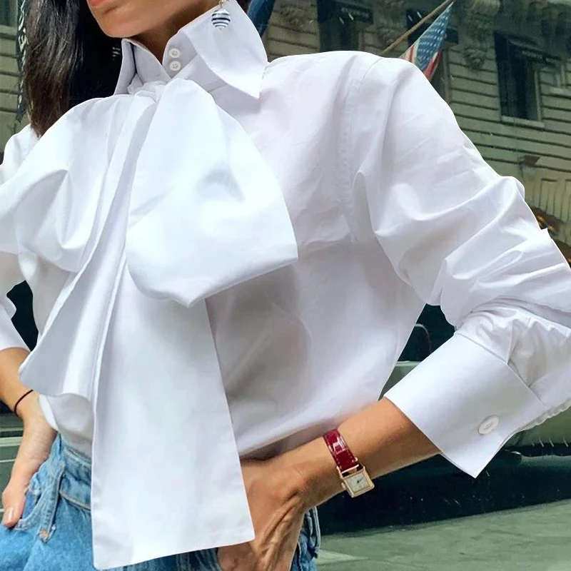 Celmia 2021 Mados Moterų peteliškę Elegantiški Marškinėliai ilgomis Rankovėmis Baltos Palaidinės Atvartas Atsitiktinis Biuro Marškiniai Plius Dydis Viršūnes Blusas 5XL