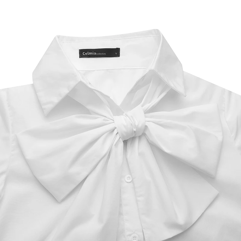 Celmia 2021 Mados Moterų peteliškę Elegantiški Marškinėliai ilgomis Rankovėmis Baltos Palaidinės Atvartas Atsitiktinis Biuro Marškiniai Plius Dydis Viršūnes Blusas 5XL