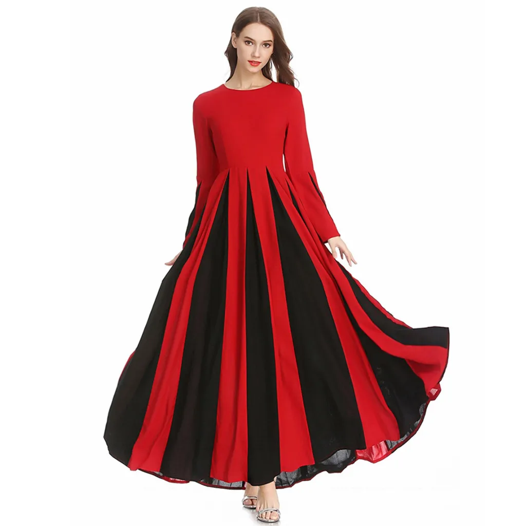 Karšto musulmonų suknelė moterims 2019 Moterų Susiuvimo Slim-line Plisuotos Suknelė Temperamentas Tunika Artimųjų Rytų Ramadanas Lady Suknelė