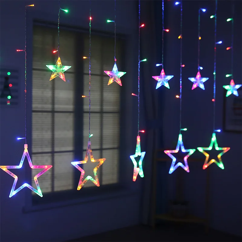 Kalėdų Žiburiai vidaus/Lauko EU220V/US110V Pasakų žibintai Moon Star LED Lempos String Dekoracija namuose Šalis Atostogų apšvietimas