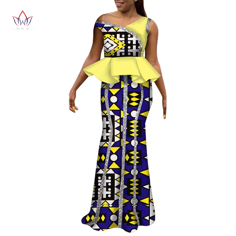 2020 m. Afrikos Suknelės Moterims Rankovių Ponios Kostiumas Africaine Dashiki Mados Nigerijos Tradicinių Drabužių Plius Dydis WY6238