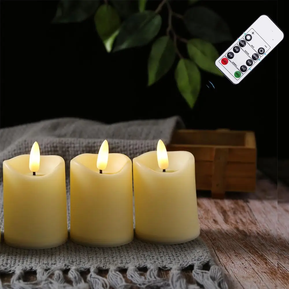 Realus Nuotolinio Valdymo pulto LED Flameless Ramstis Žvakių Šviesos Naujųjų Metų Žvakė Baterija Kulka Led Arbata Žibintai Velykų Žvakė
