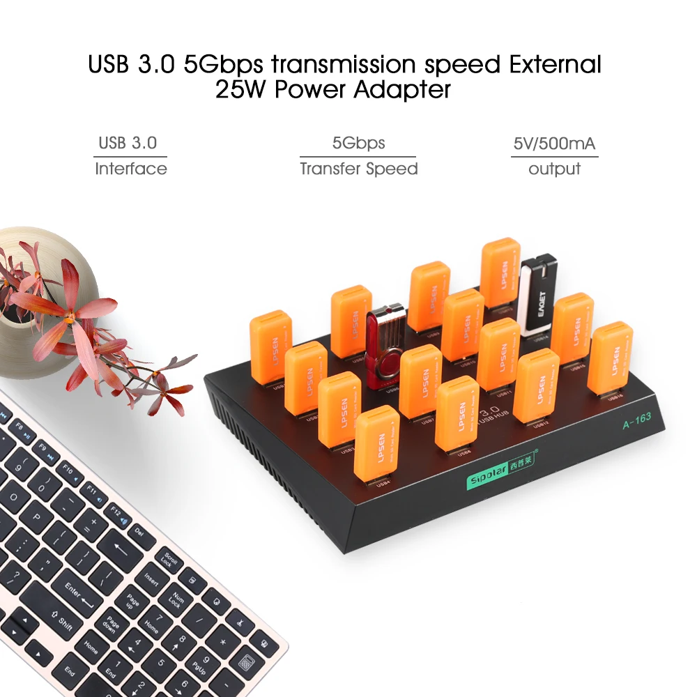 Sipolar Industriel 16 prievadai USB 3.0 hub-didelės spartos duomenų perdavimo usb popierinės kopijavimo aparatų matricos ir Kopijavimo aparatas